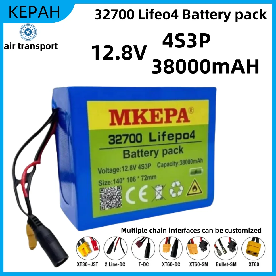 12.8V 38Ah 32700 Lifepo4 Battery Pack 4S3P With 4S 40A Maximum 100A Balanced BMS 14.6V Electric Boats Scooter 12V UPS Toys car