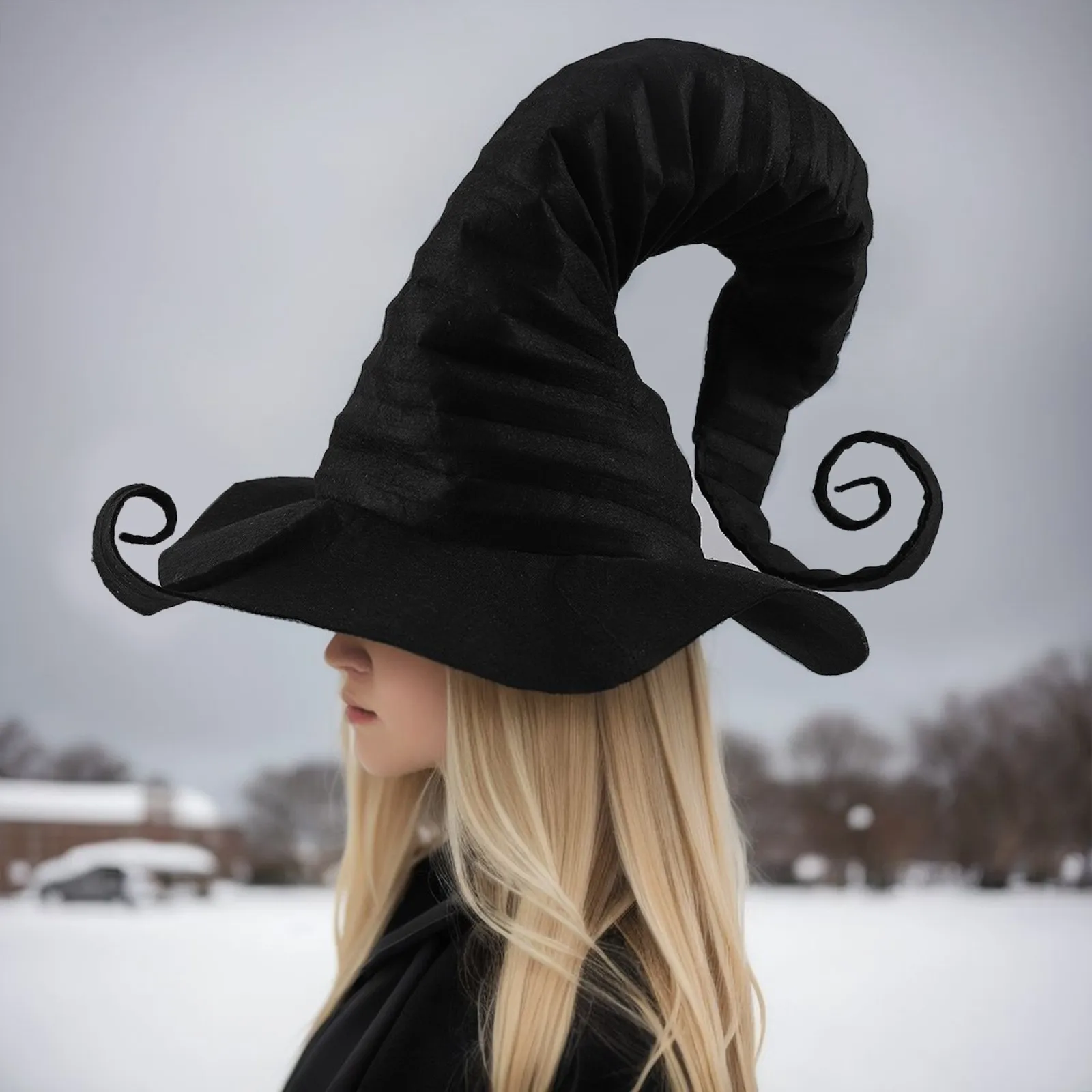 

Halloween Carnival Cosplay Party Felt Witch Hats Adult Peaked Hat Props Decoration Magic Wizard Cap For Women Men Girls Gifts