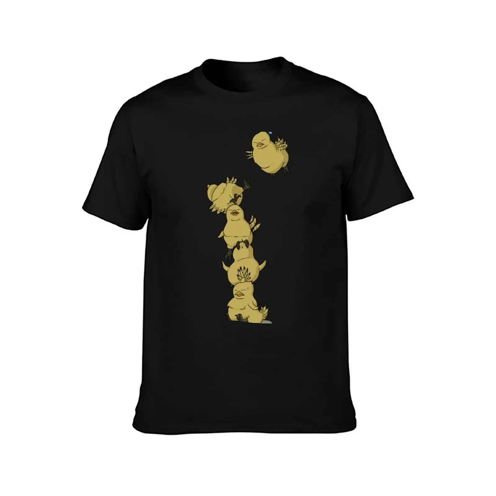 Fat chocobo tower T-Shirt, Summer Casual Cotton Tee, Oversized Streetwear Tops, Vintage Graphic Print, Loose Fit Short Sleeve