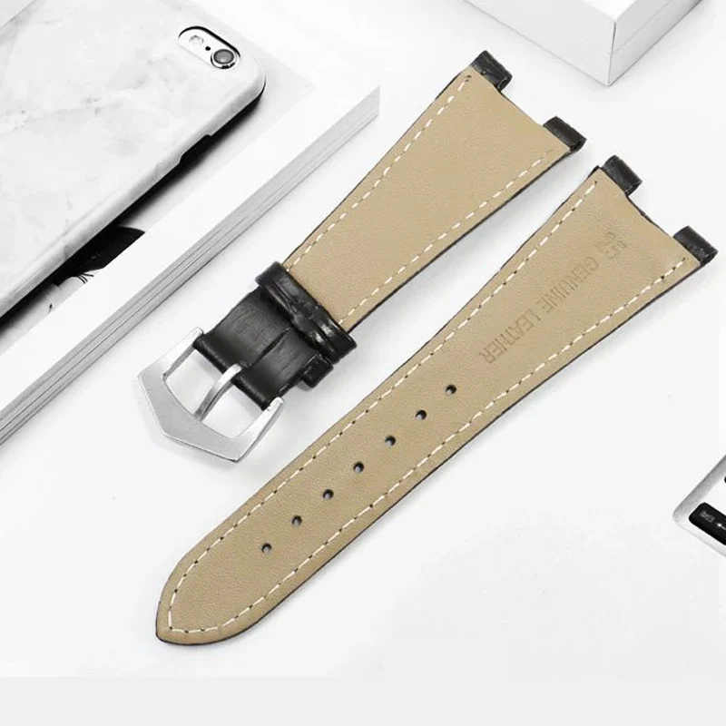 Genuine Leather Watch Strap For Patek Philippe 5711 5712G Nautilus Watchs Men And Women 25-12mm Concave convex mouth Watch Band