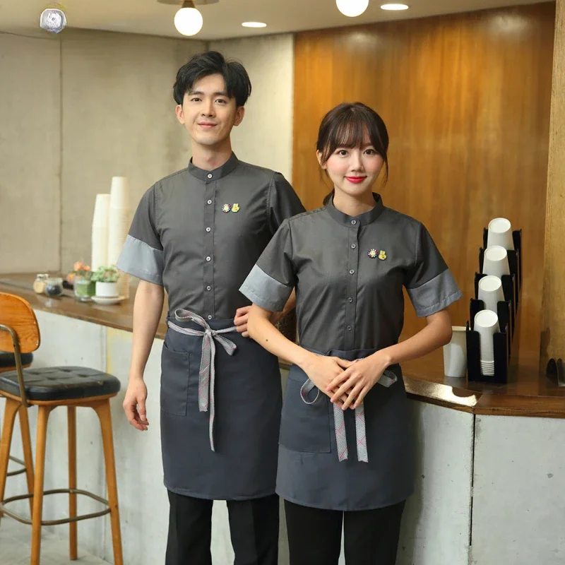 

Комбинезон официанта, одежда для фаст-фуда, ресторана, кухни, женская рабочая одежда для официанток, дышащая рабочая одежда для отеля, кофейни, персонала