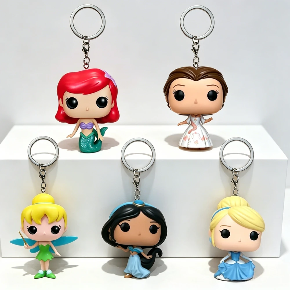 Llavero de Anime, Juguetes de La Bella y la Bestia, Cenicienta, Tinker Bell, Ariel, Jazmín, Figuras de PVC, Colección de Modelos de Juguetes