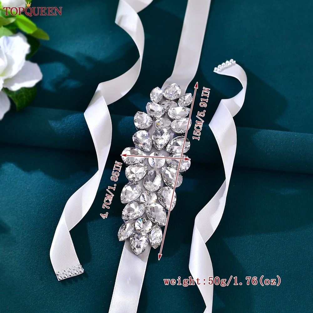 TOPQUEEN доступный свадебный пояс, серебряный пояс со стразами и аппликацией, официальная одежда, пояс на талии, подарок для особых случаев S220