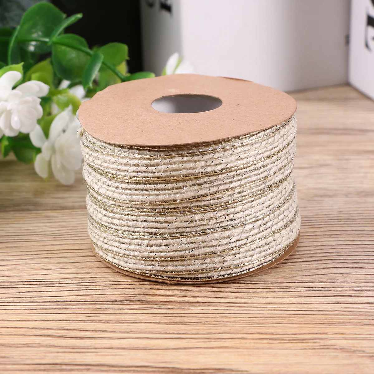 Colored Braided Rope Weaving Webbing Home DIY Craft Fishing Line Pattern Burlap Ribbon (10m, White) jute webbing