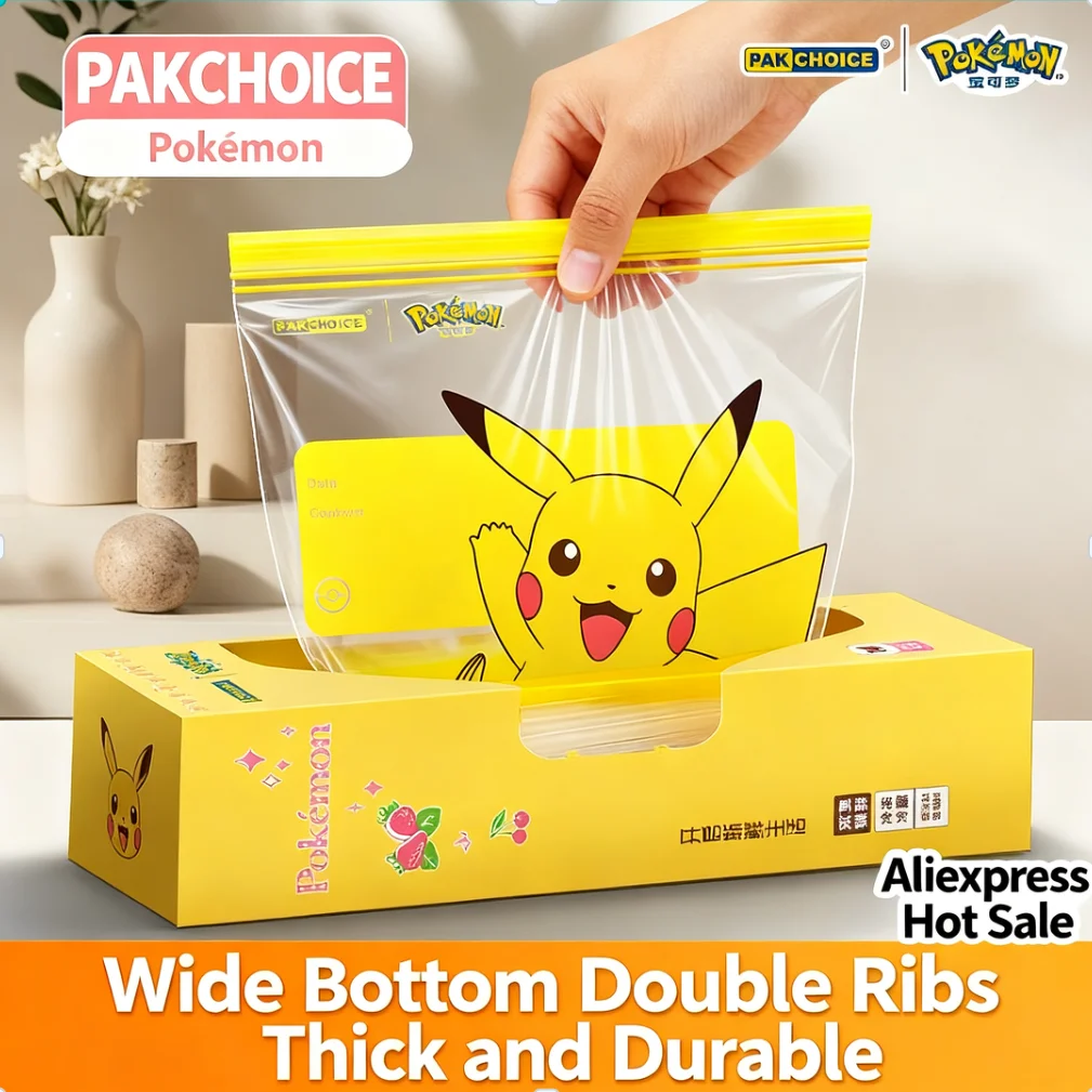 

Anime Pokemon Pikachu Extraction Sealed Bag kitchen Food Grade Self Sealing Bag Refrigerator Preservation Packaging Bags Gifts