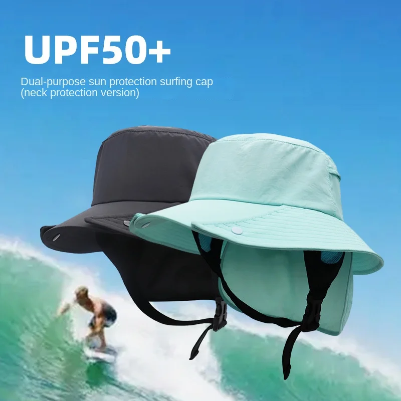 UPF50+ Large Brim Detachable fisherman\'s Hat Cycling Safari Adventure Fishing quick-dry Hat Sunscreen Neck Protector Surfing Cap