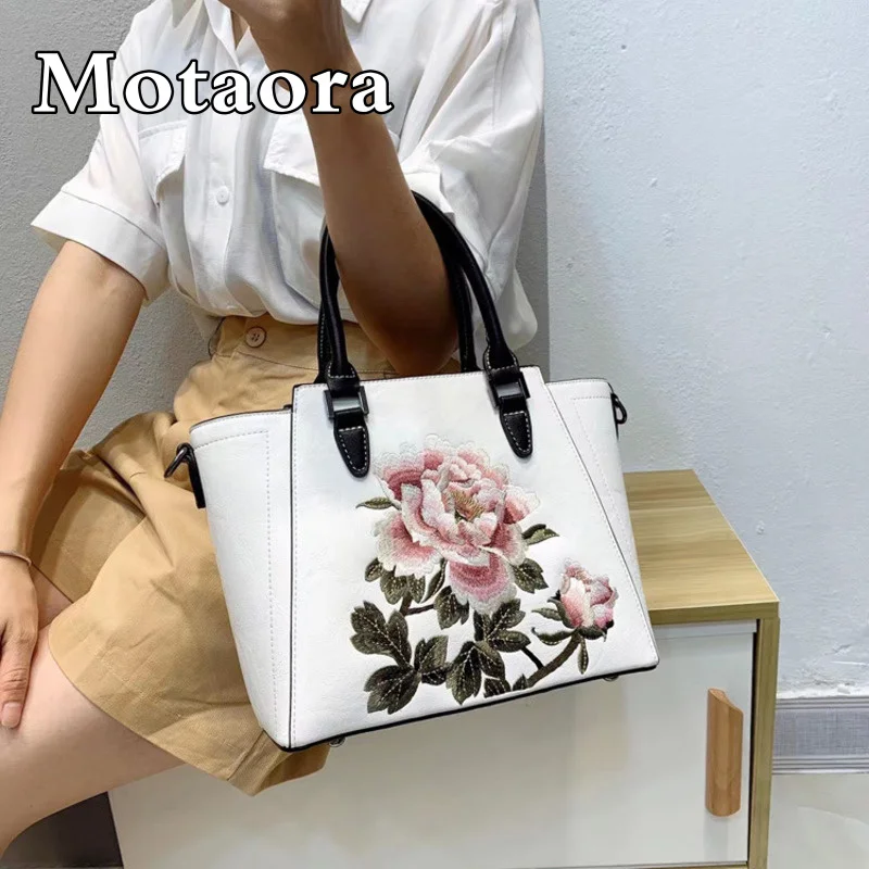 MOTAORA Fashion Embroidery Handbags For Women Leather Hand Bags For Lady\'s Handbag Luxury Designer Handbags High Quality 2024