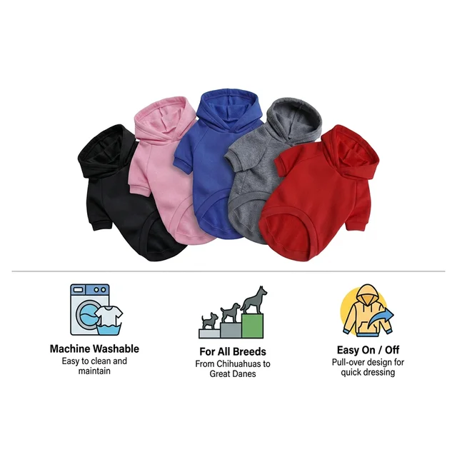Pet Dog Hoodies Autumn and Winter Season for Large Dog Clothes Solid Color Print Pattern French Bulldog Labrador Jacket Clothing 4