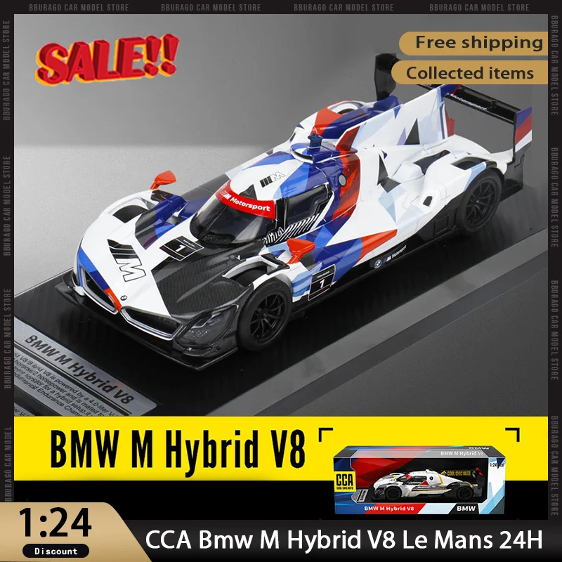 New In Stock 1:24 CCA BMW M Hybrid V8 Le Mans 24-Hour Simulation Sound And Light Alloy Micro Diecast Car Model Custom Toys Gifts