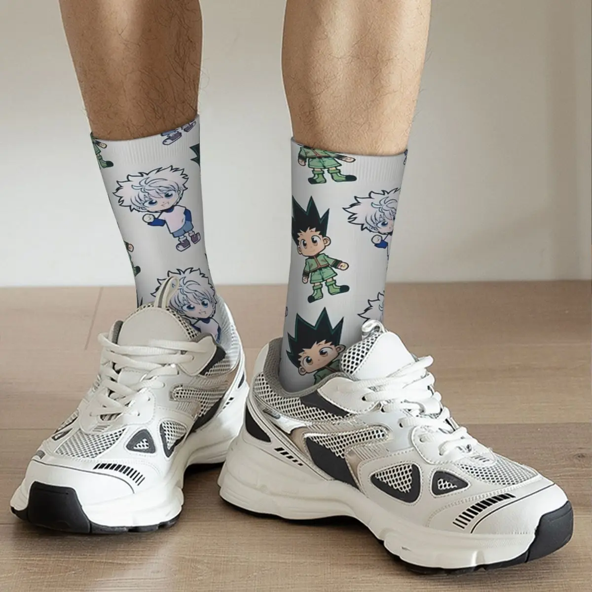 Hip Hop Retro Cute Gon And Killua Crazy Men's compression Socks Unisex Hunter Hunter Anime Harajuku Seamless Printed Crew Sock