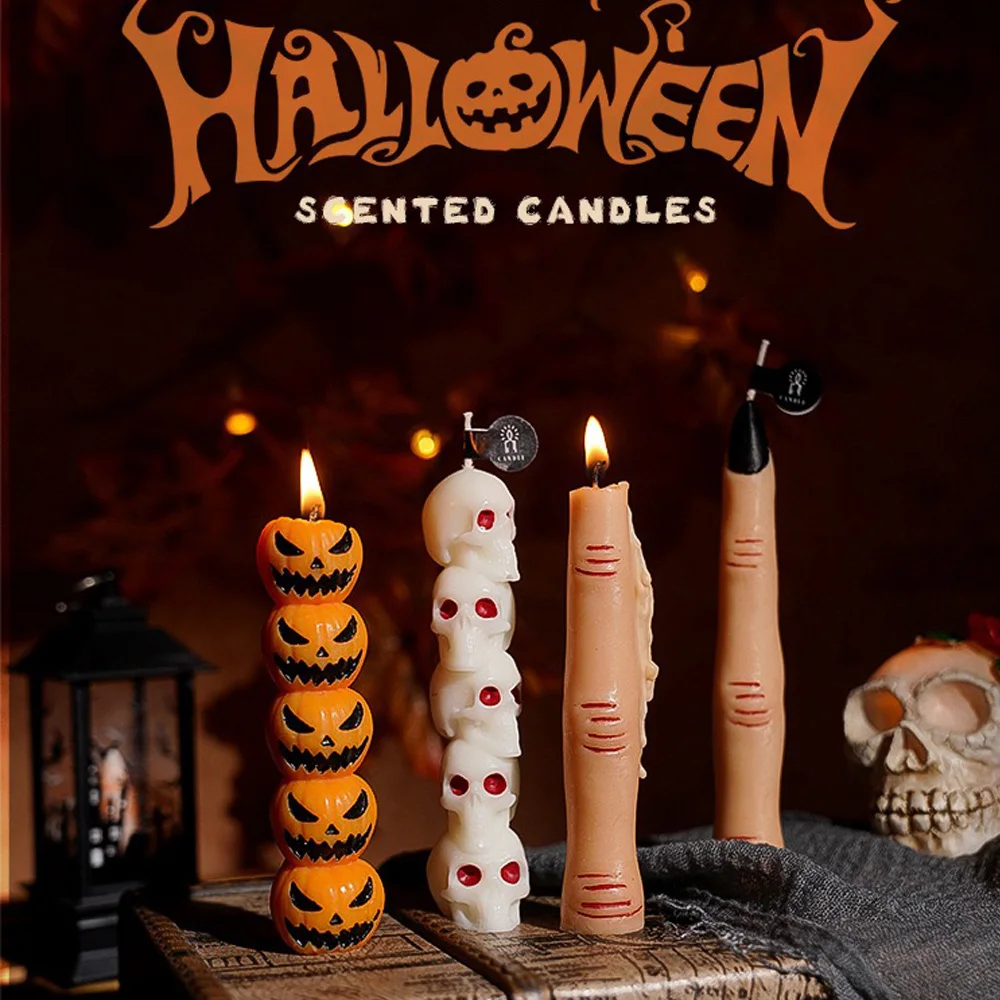 3PCS/1PC Halloween Aromatherapy Handmade Soy Wax Candles Creative Styling Essential for Setting the Atmosphere during Halloween