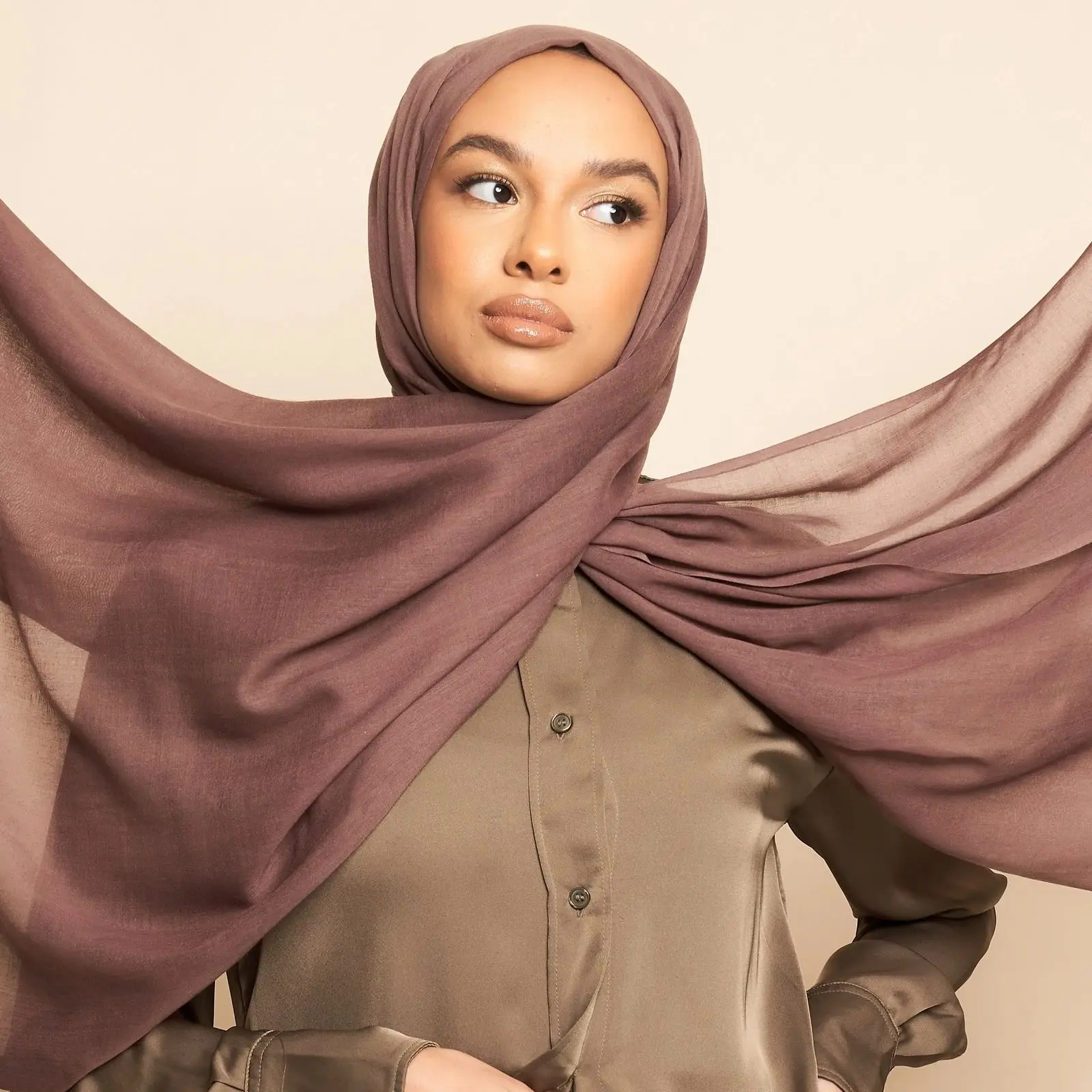 Syal Jilbab Linen Katun Solid Syal Berjumbai Polos Muslim Maxi Wanita Syal Pembungkus Penutup Kepala Bandana Pashmina Longgar