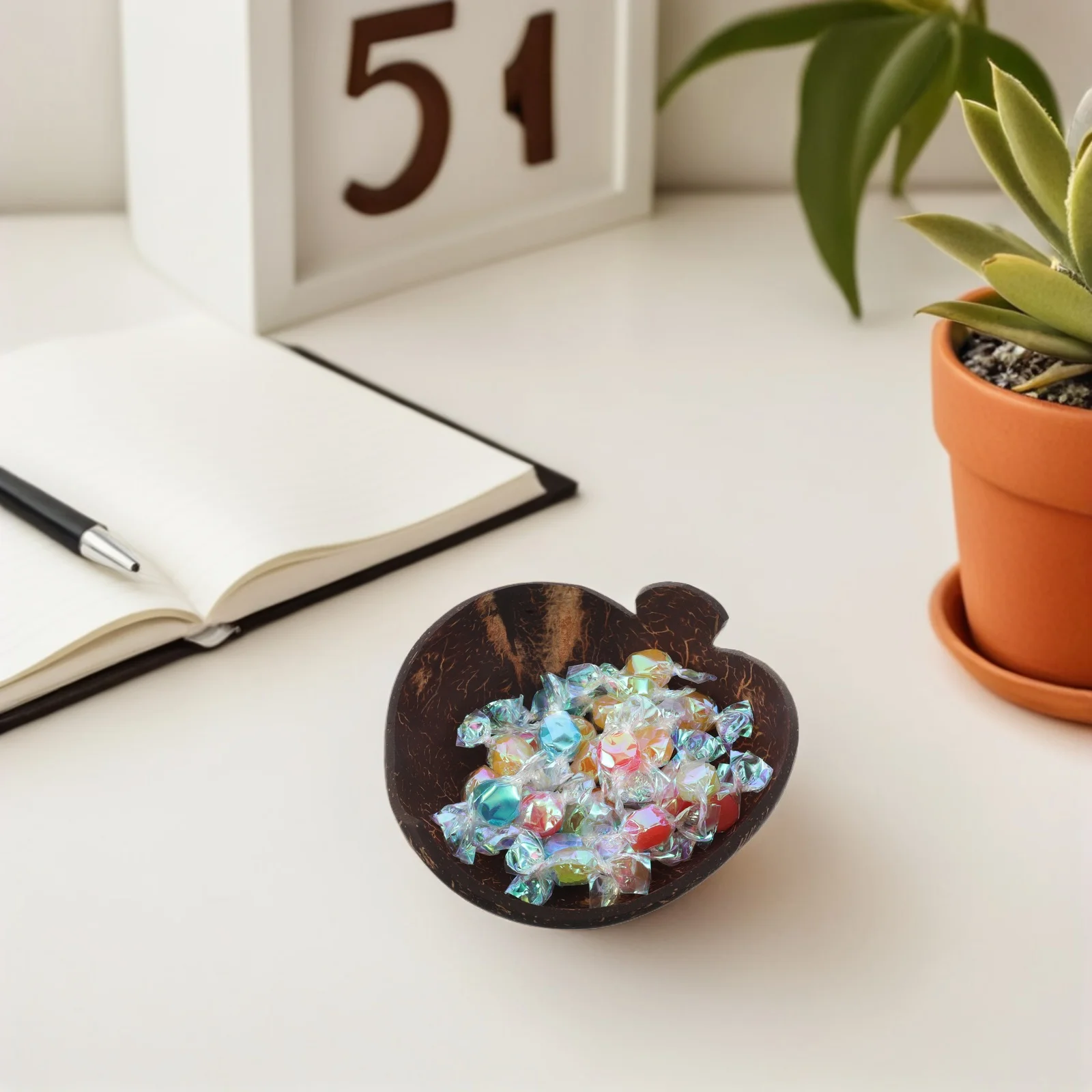 وعاء قشرة جوز الهند صينية تقديم الفاكهة الطبيعية للحلوى والوجبات الخفيفة تخزين المجوهرات مكتب منزلي ديكور المطبخ بار