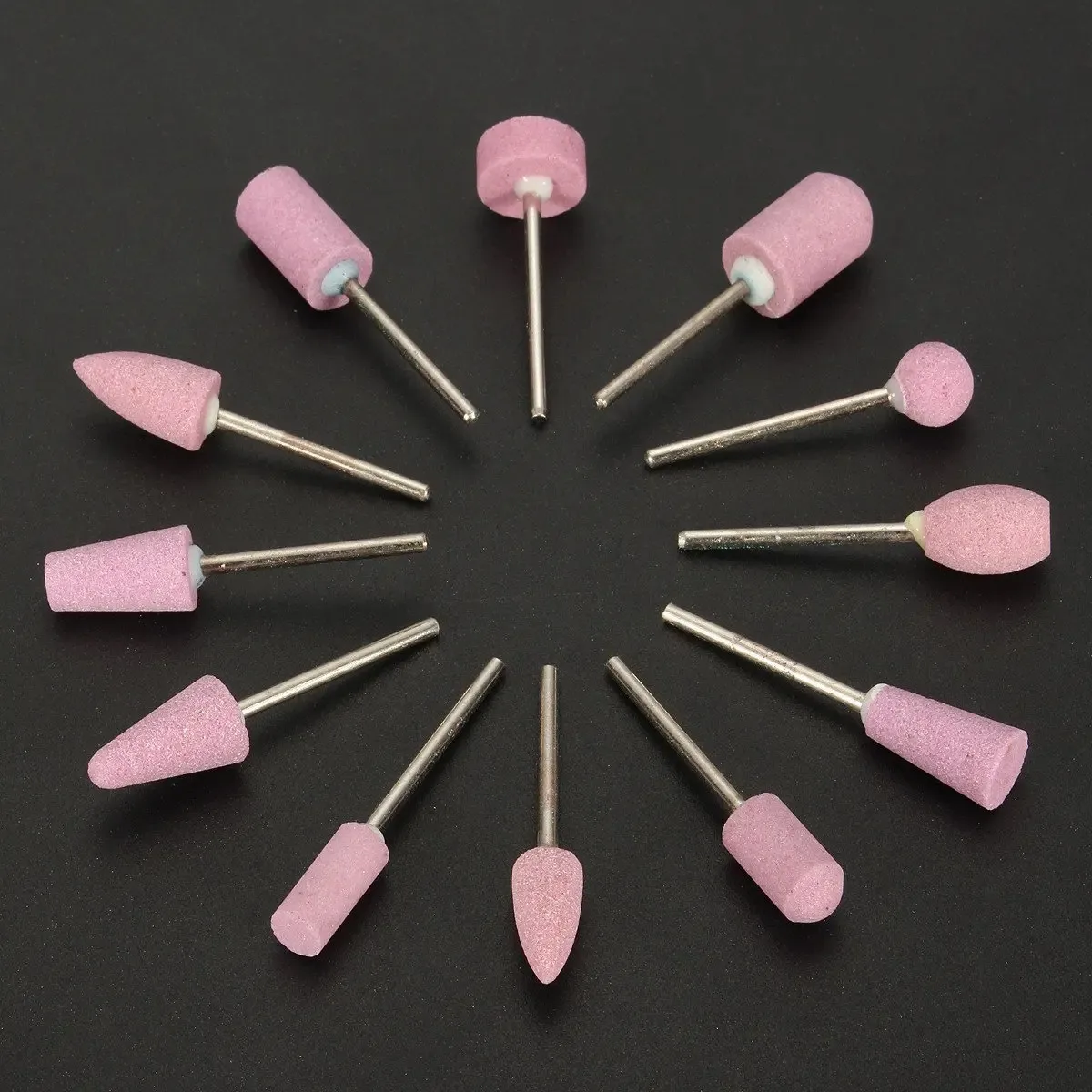 2.35mm Shank Abrasive Polishing Mounted Stone 12Pcs Rotary Tools Used For Grinding Stone Wheel Head Tool Mini Nail Drill Bit Set