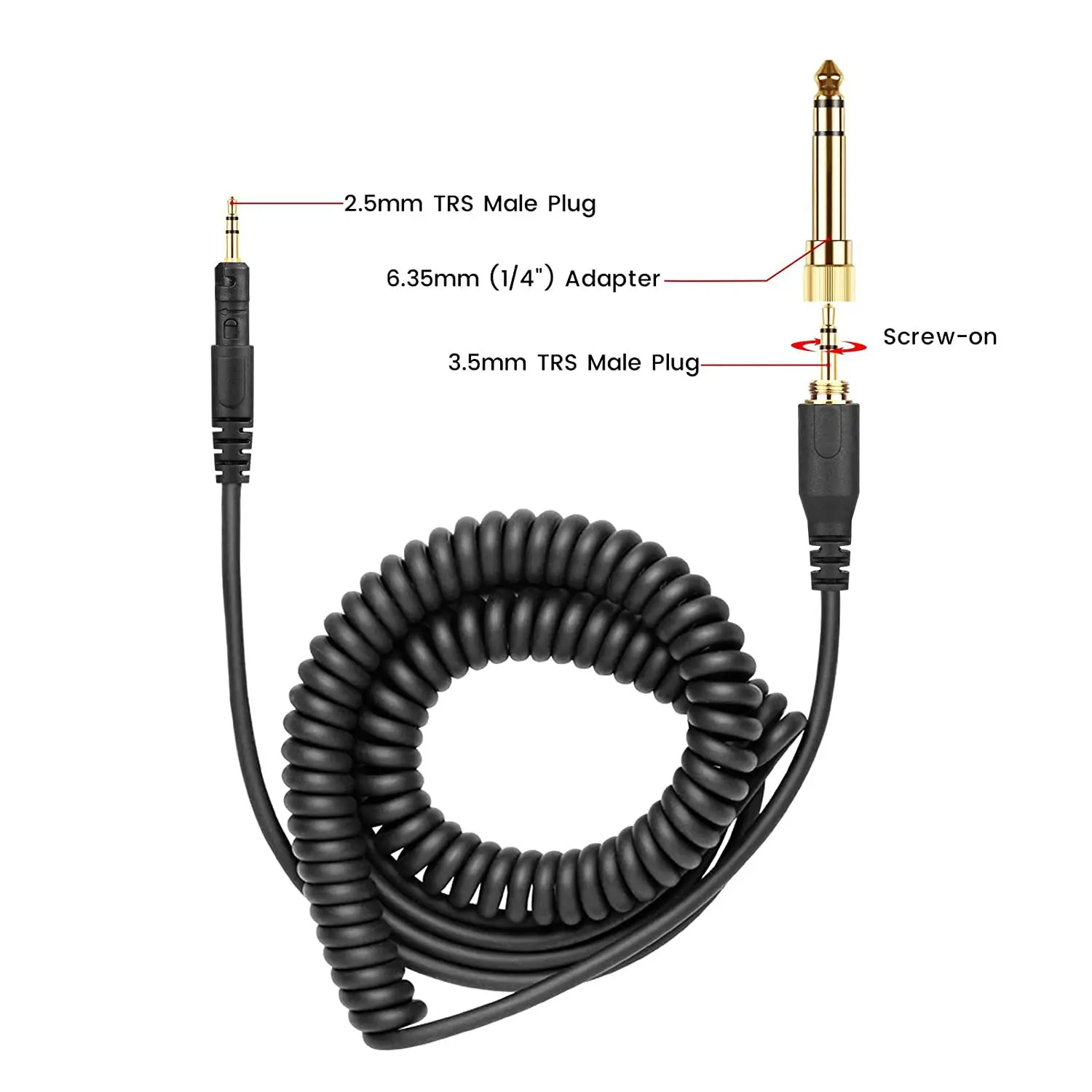 

Headphones Audio Cable for ATH-M70X M50X M40X M60X Spring Cable Black