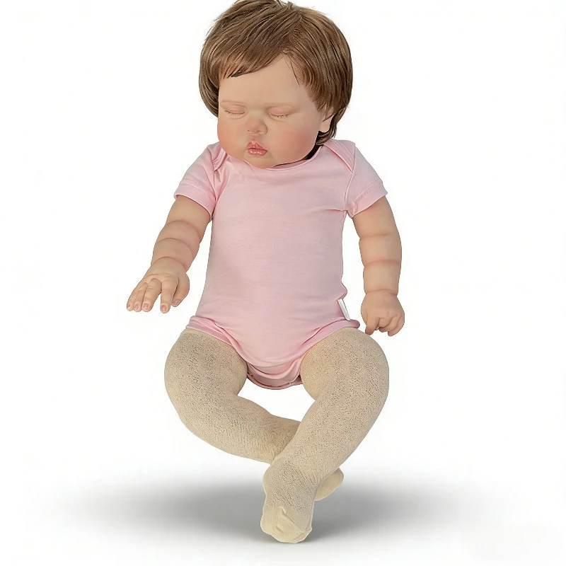60CM Rooted Hair Reborn Tollder Pickle Handmade Baby Doll in Cotton Body
