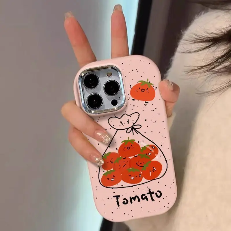 Ink point tomato graphic phone case for iPhone 15 14 13 12 11 x XR Xs SE2 SE 8 7 plus pro Max mini silicone back cover