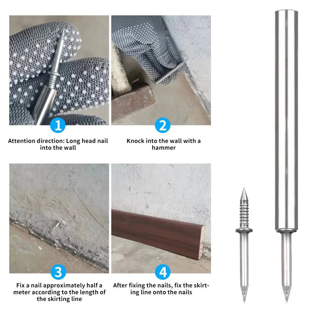 Double Headed Mud Nail for Seamless Wood Paneling Non-Marking Nails Cement Nails Double-Headed Nails Skirting Line Wood