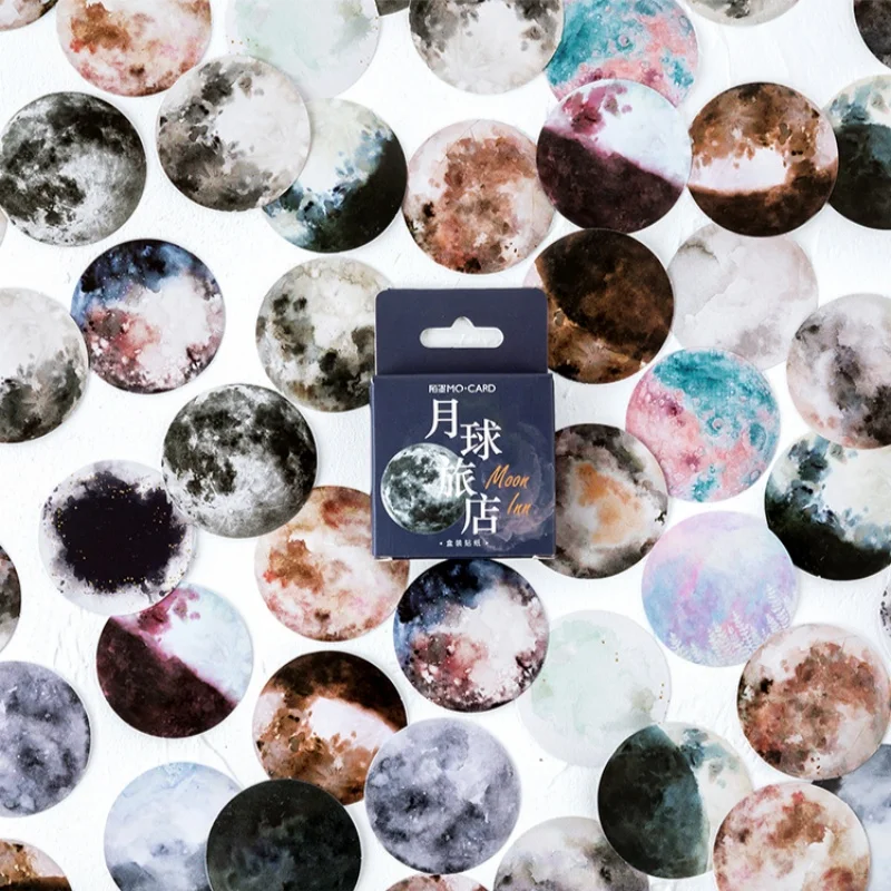 

46Pcs Moon Box Stickers Gifts Sealed Stickers Handbooks Background Decoration Stickers Crafts Decorative Materials