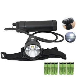 Underwater XHP70 latarka LED do nurkowania wodoodporna Split wrist Led light nurkować latarka światło użyj baterii 4x18650