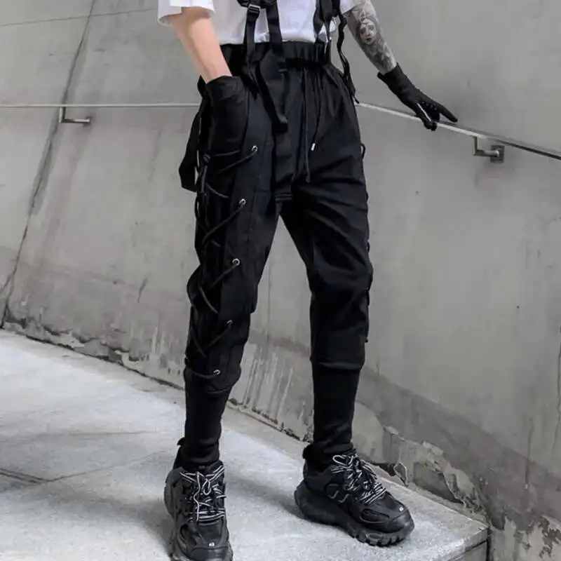 Hksh Frühling Sommer neue Männer Flut Punk dunkle Freizeit hose Seite Kordel zug Hip Hop Tech wear Gothic Retro Fit schicke Hose hk2179
