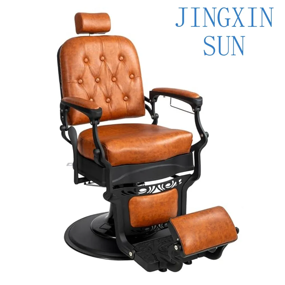 Vintage Recline Barber Chair for Salons – 700lbs Heavy Duty, Hydraulic Lift, 360° Rotatable with Headrest​