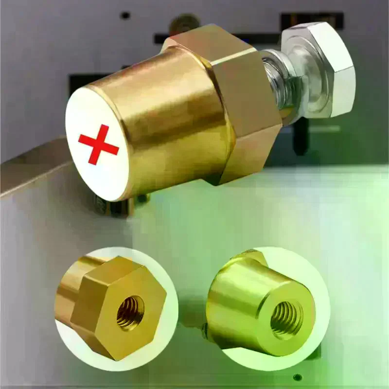 2Pcs Battery Post Charger Screw Accessories Brass Hexagonal Terminal Connectors For Car Battery Positive & Negative Pole