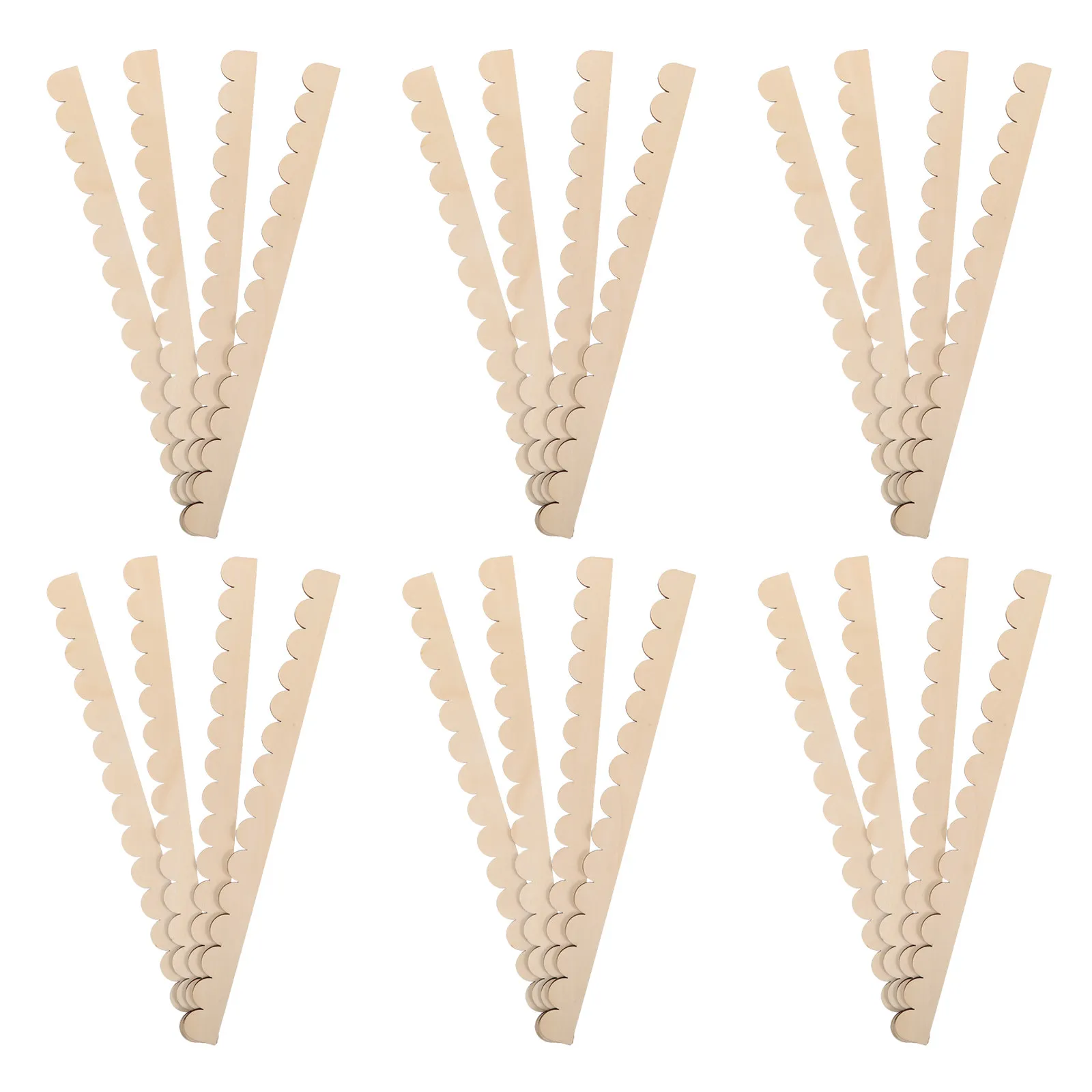 24Pcs Scalloped Wood Edge Trim Unfinished Cabinet Door Molding Decorative Wall Shelf Frame Strip for Living Room Bedroom Office