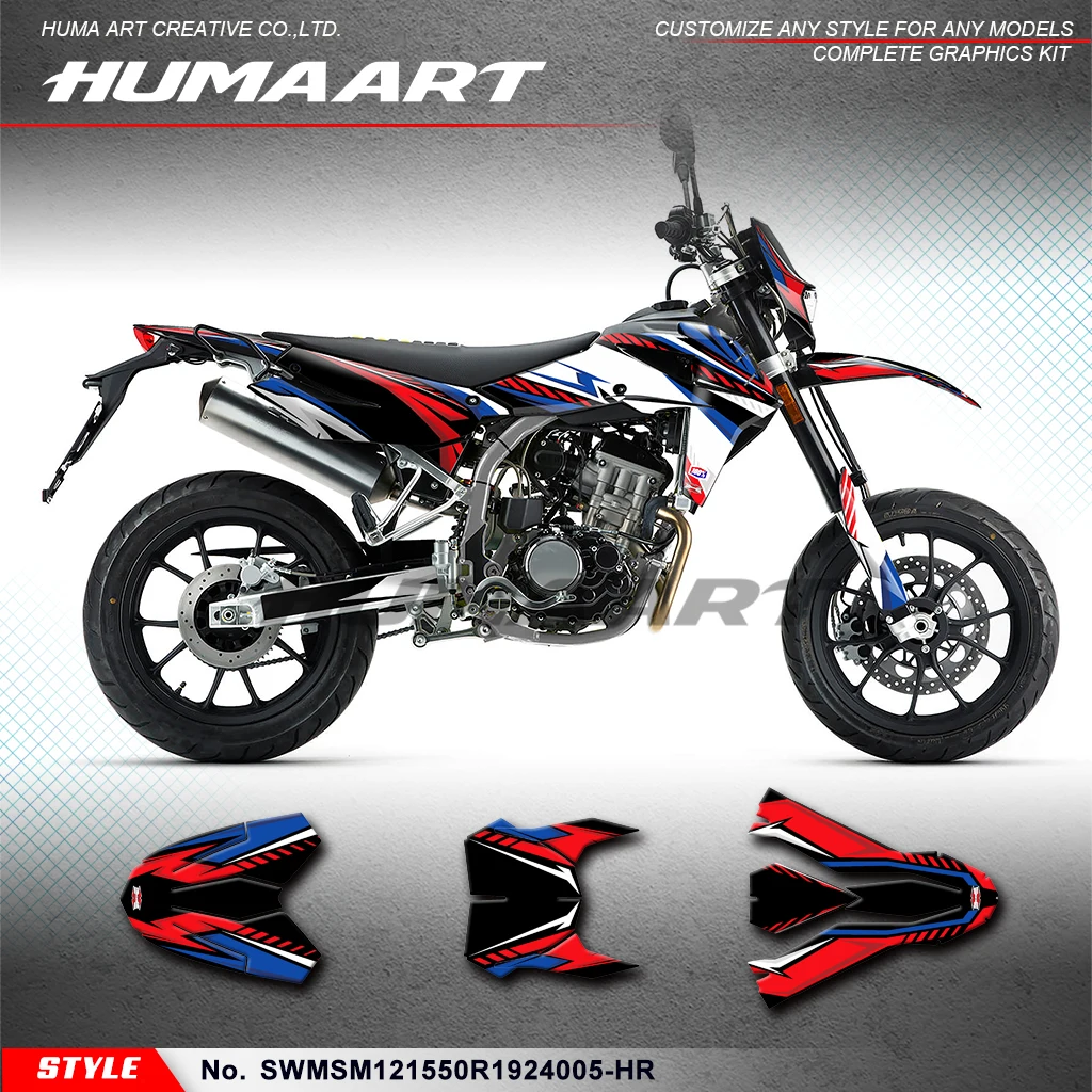 HUMAART Motorcycle Graphics Glossy Laminate Decals for SWM SM500R SM125R SM150R SW150GY (CN) 2019-2024, SWMSM121550R1924005-HR