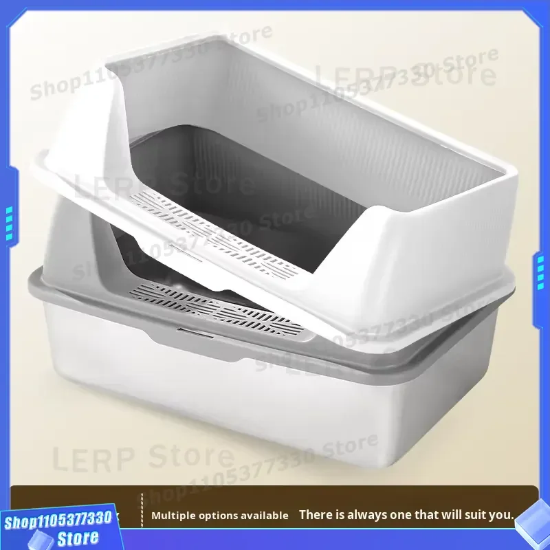 Large Semi Closed Cat Litter Box Thickened Cover Splash Proof Tray Easy Clean Pet Toilet Accessories for Cats High Side