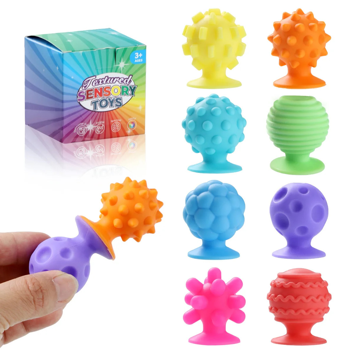 Textured Silicone Sensory Kids Toys Fidget Anxiety Autism ADHD Calming Down Stress Relief Gifts Early Learning Montessori Toys