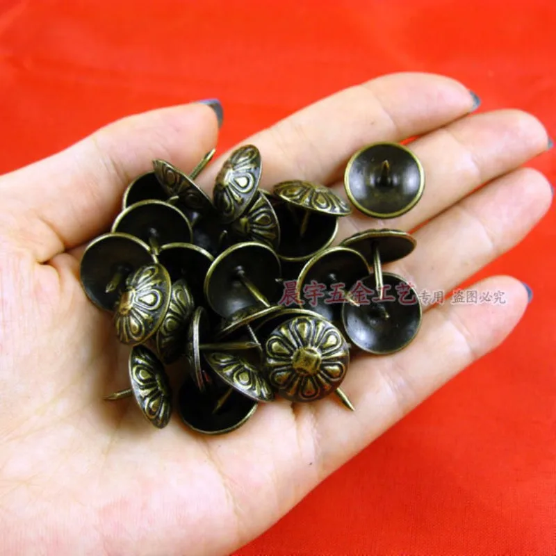 Decorative Antique Bronze Chrysanthemum Dome Studs for Wooden Box Furniture Hardware