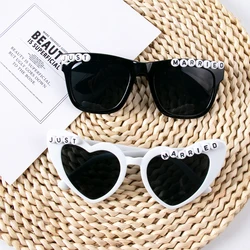 Gafas de sol de piezas para despedida de soltera, lentes de sol para decoración de boda, color blanco y negro, suministros para despedida de soltera, 2 unidades