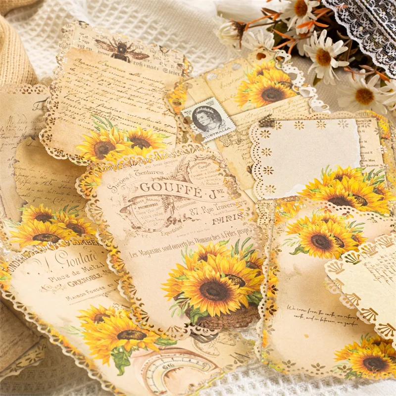 JIANQI 10pcs/pack Vintage Floral Lace paper Scrapbook Materials DIY Collage Junk Journal Supplies Planner Decorative Paper