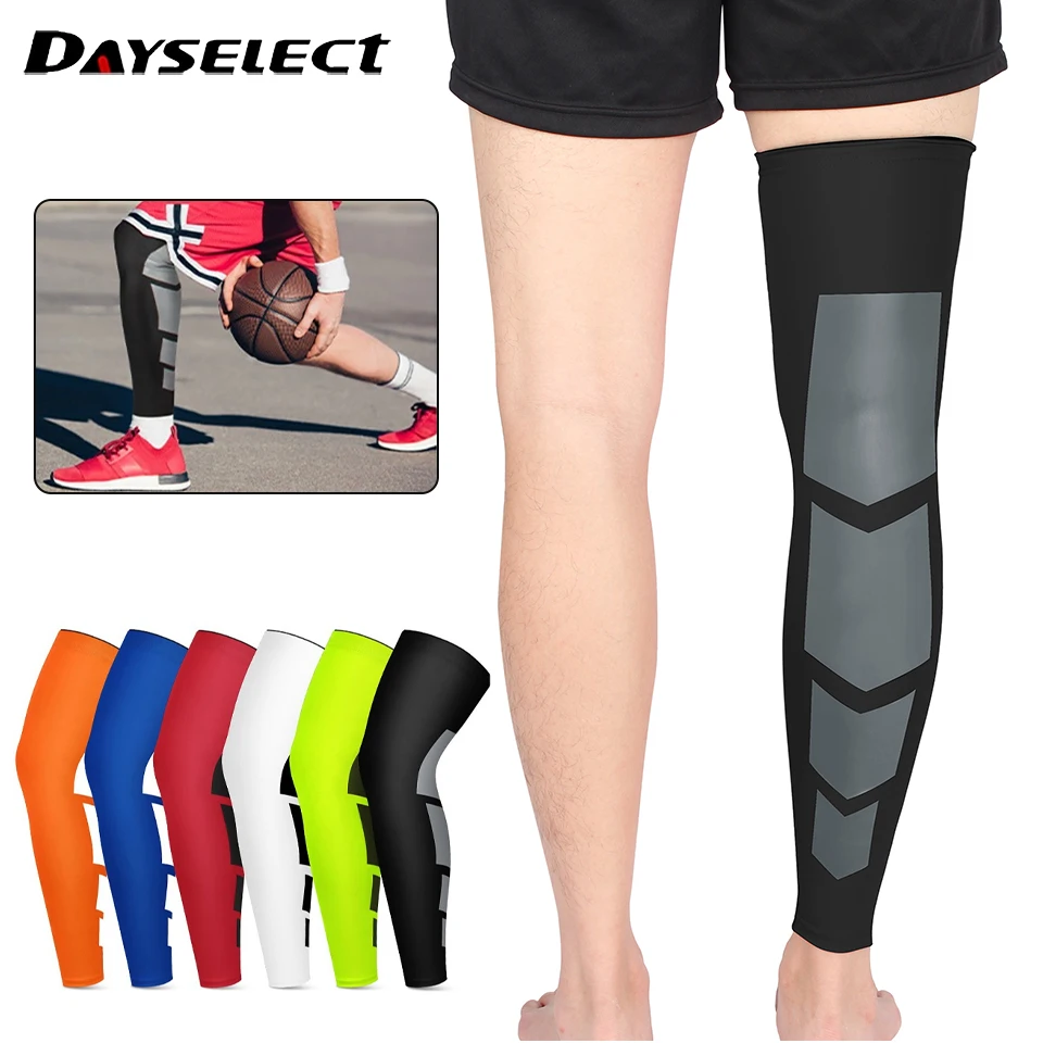 1Pcs Sports Knee Pads Silicone Anti-slip Elastic Breathable Extended Thigh And Calf Protectors Outdoor Basketball Cycling Unisex