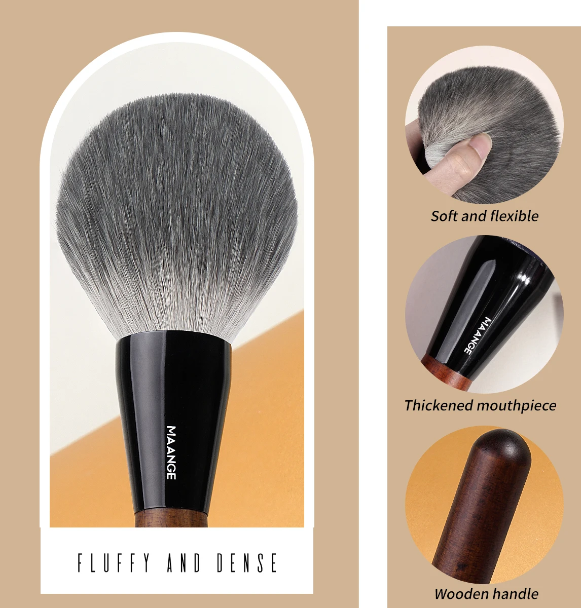 فرشاة بودرة احترافية من MAANGE، كبيرة كثيفة، وجه ناعم، حتى تطبيق إعداد البودرة المعدنية، هدية مميزة #3