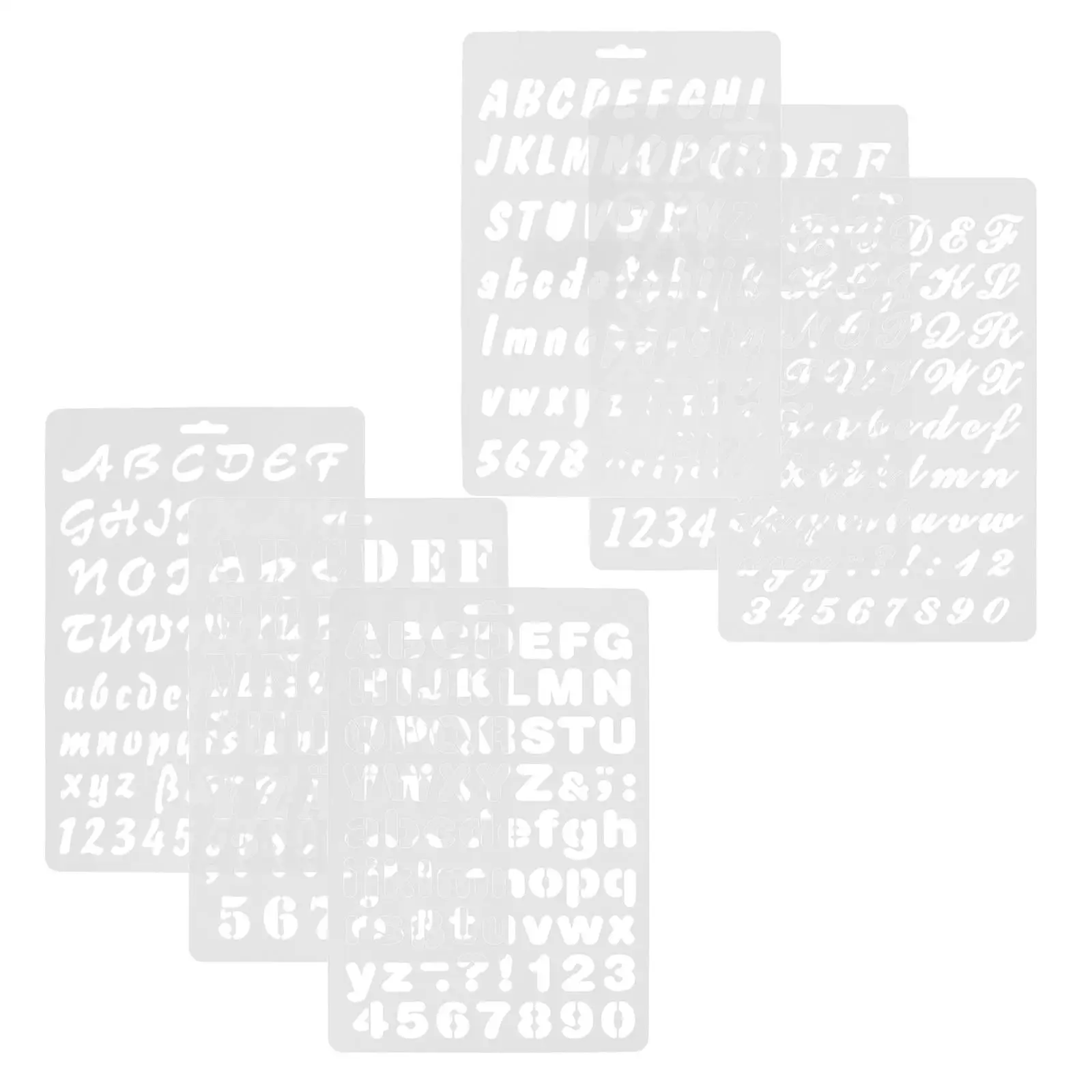 6 Pcs Letter Template Alphabet Tracing Stencil for Crafts Plastic Wall Paint Drawing Stencils Painting on Wood Canvas Walls