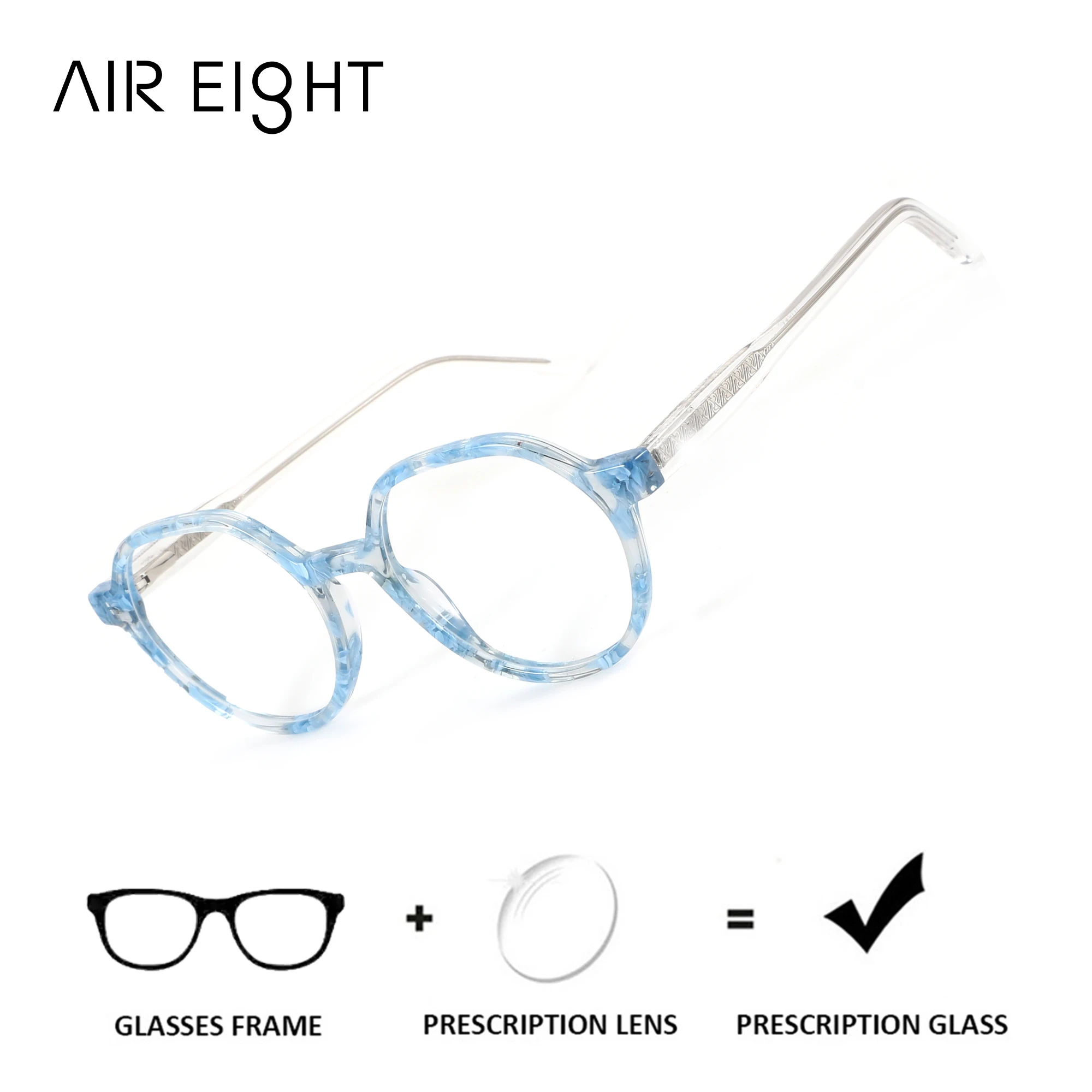 

AIREIGHT (XS Size) Acetate Round Blue Light Prescription Glasses For Women Myopia Optical Lenses Progressive Multifocal Eyewear