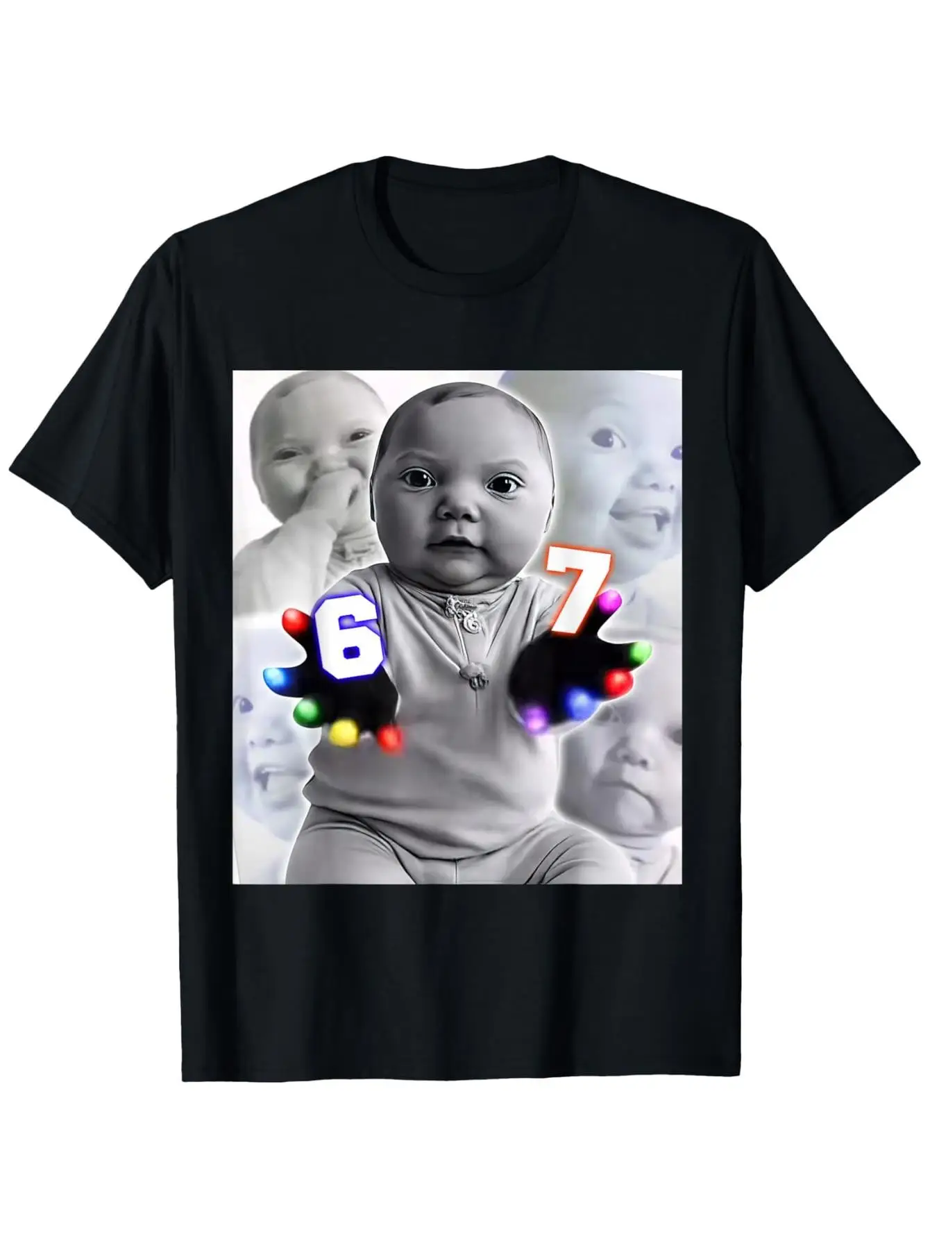 Gloving Niche 67 Six Seven Hand Funny AI Meme T-Shirt - Random Print Novelty Tee Suitable for , Loose Fit Streetwear, Casual Summer Top with Meme,  for Year-Round Wear (Unisex for Ages), for Teenager
