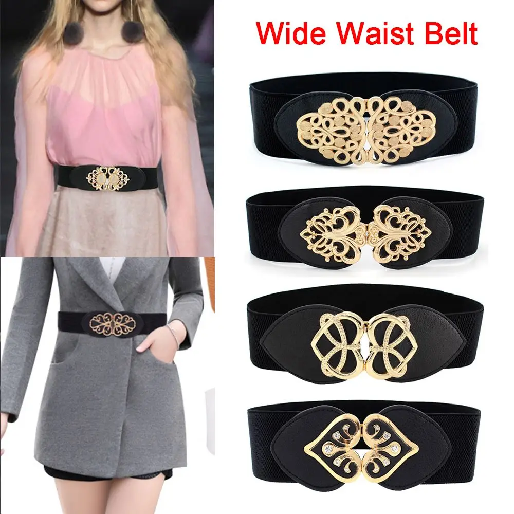 65cm Female Fashion Black Waistband Wide Waist Elastic Stretch Belt for Women Cinch Waistband Dress Coat Clothing Accessories