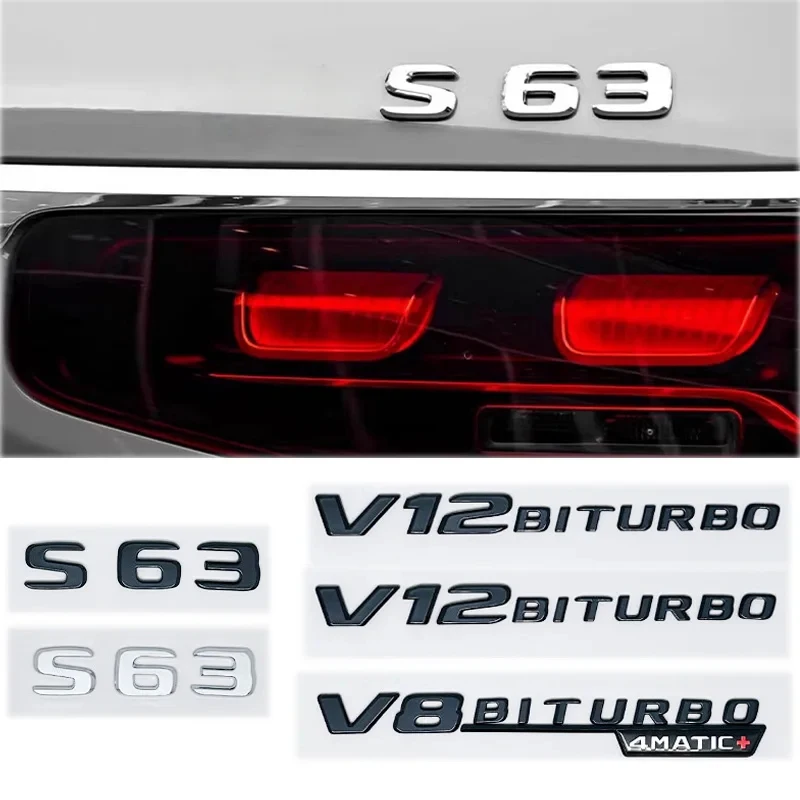 3D Letters S63 S65 V12 Biturbo V8Biturbo 4matic+ ABS Emblem for Mercedes Benz W222 W223 Car Fender Trunk Logo Sticker