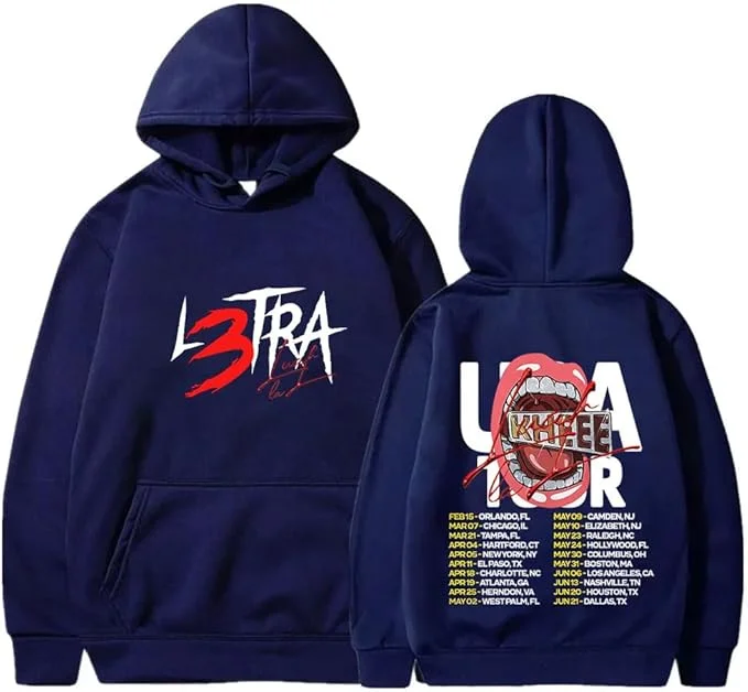 Yunara L L3tra Tour 2025 Merch هوديس ملابس الشارع الشهير البلوفرات تأثيري النساء الرجال الهيب هوب بلوزات طويلة الأكمام