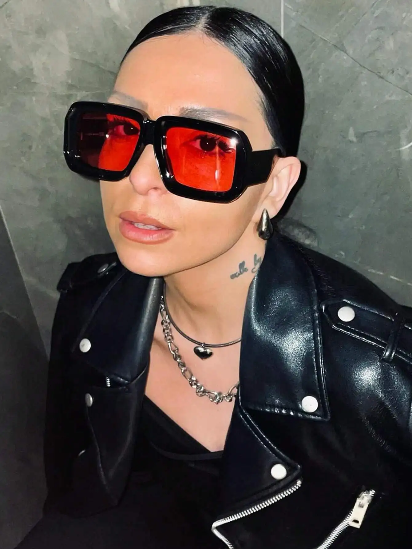 

1pc Oversized Oval Personalized Hip-Hop Street Style Sun Protection Face Mask Fashion Fashion Glasses Back To School