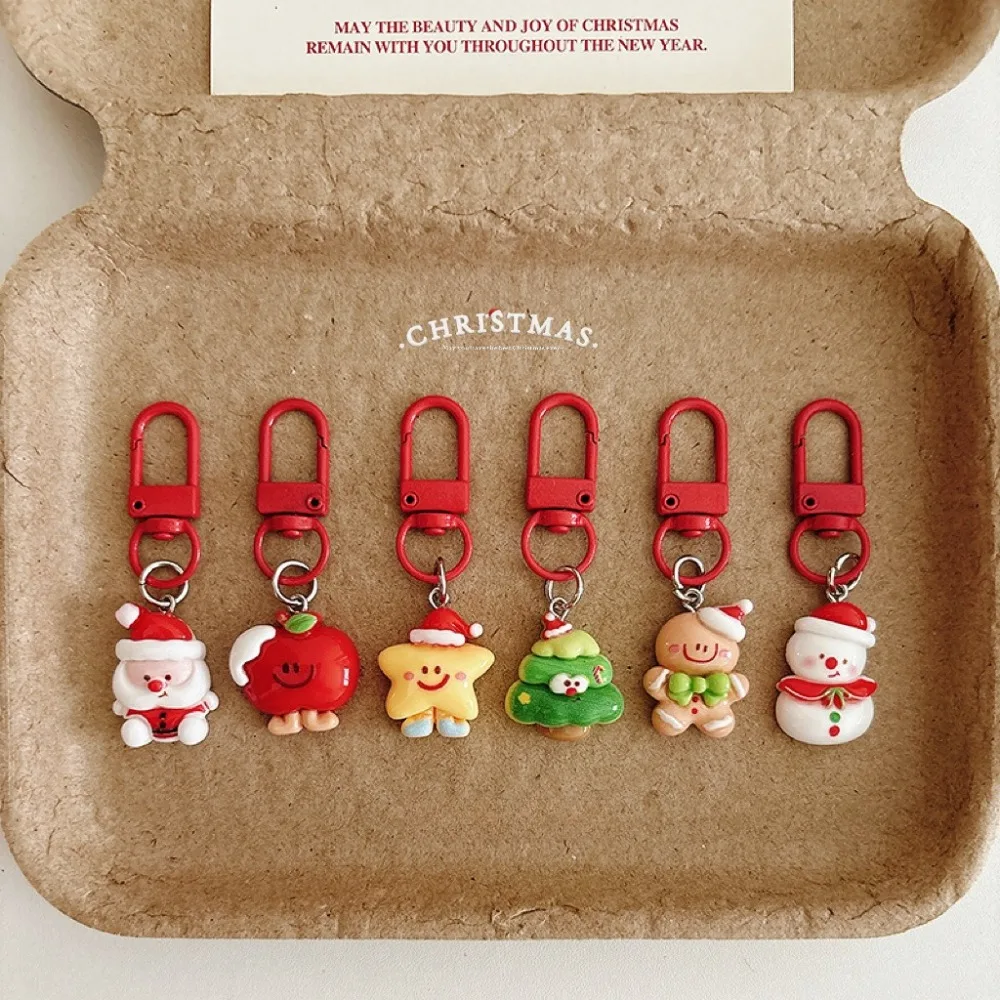 Cute Cartoon Christmas Keychain Bag Charm Santa Claus Snowman Tree Gingerbread Man Pendant Xmas Party Gifts Keychain Accessories