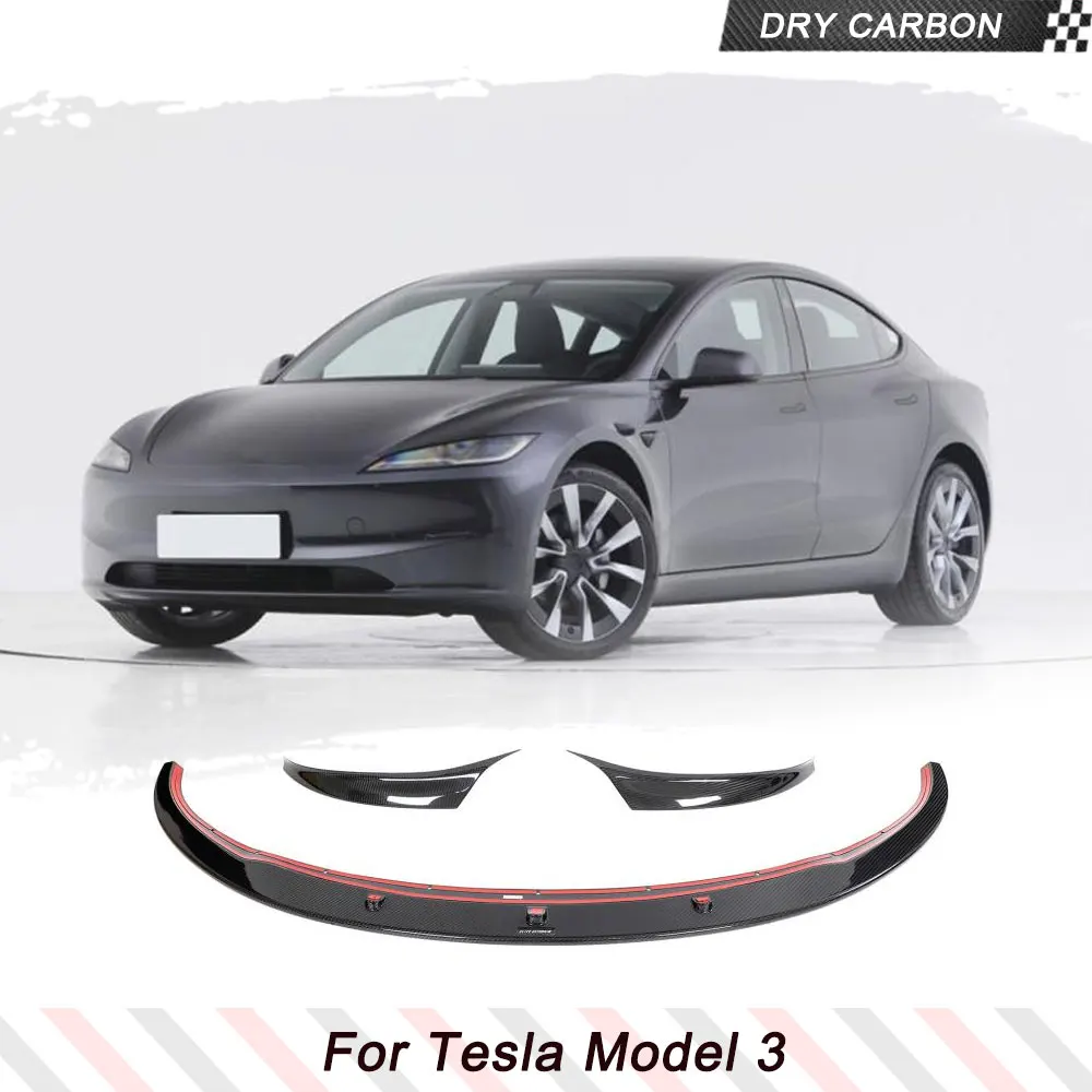 

Prepreg Dry Carbon Car Front Bumper Lip Splittters For Tesla Model 3 2023 Car Front Lip Chin Spoiler Apron Splitters Protector