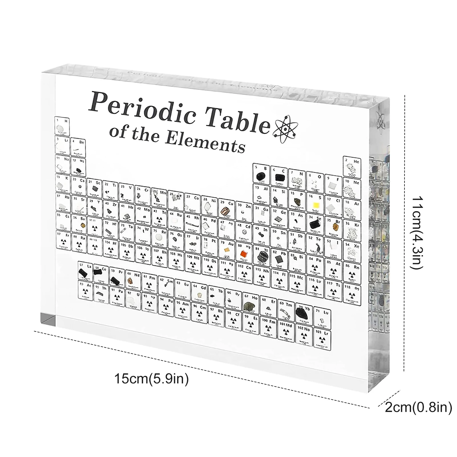 Real Elements Periodic Table Figurine Clear Acrylic Mendeleev Periodic Stand Display Science Chemistry Decor Table Decoration