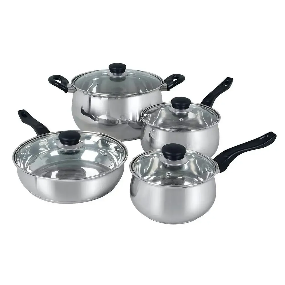 Rametto Professional Grade 8-Piece Cookware Set Anodized Aluminum Enamel Cast Iron Stainless Steel Oven Safe Dishwasher Safe