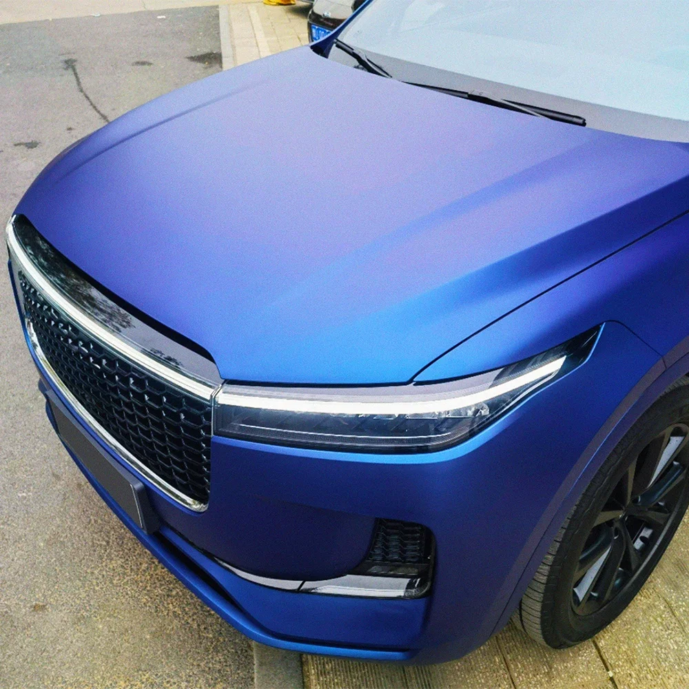 Metallic Matte Satin Ice Dark Blue Vinyl Film Bubble Free Auto Decal Wrapping Film PET Sticker Car Accessories Exterior Interior