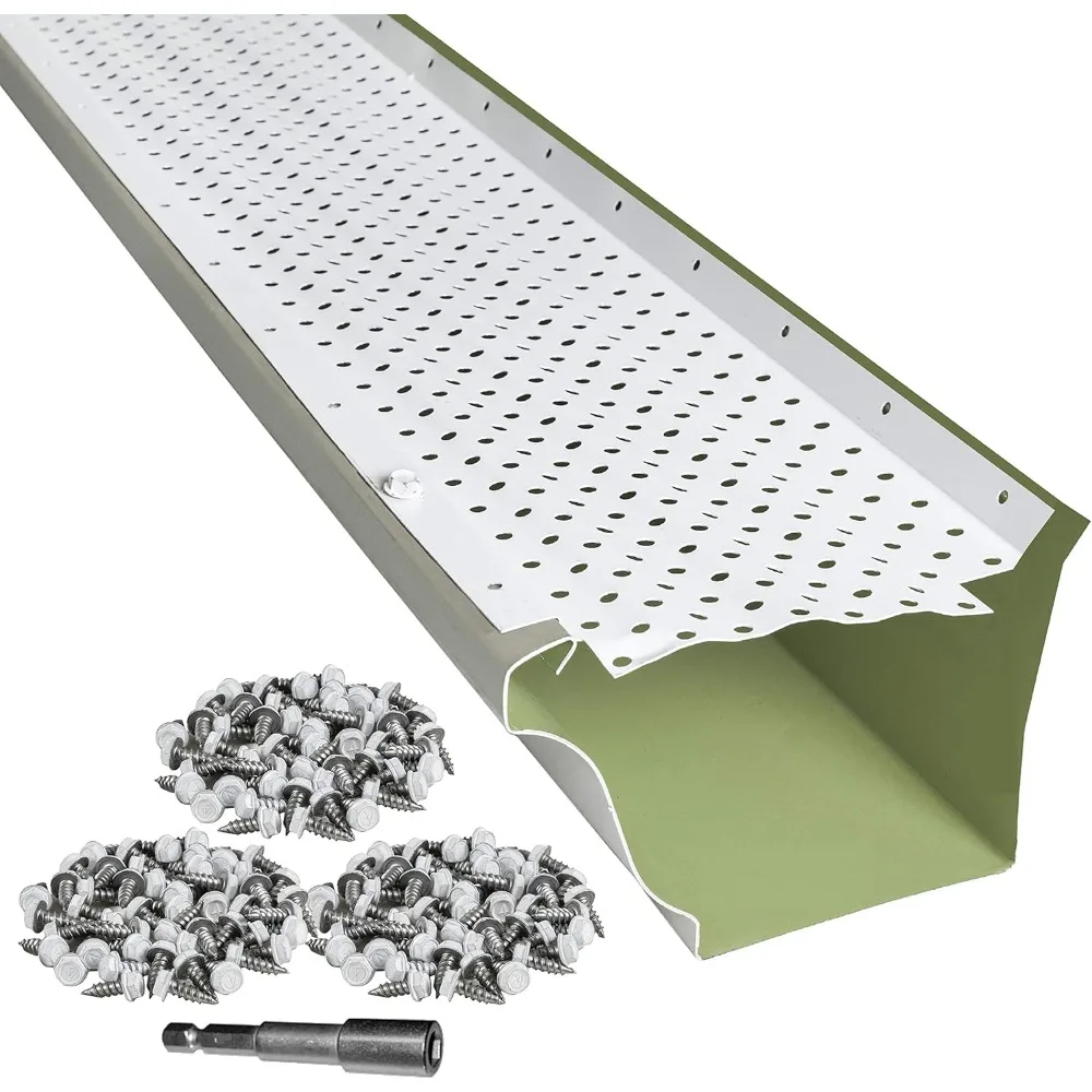 

Gutter Guards 6" x 200' Leaf Protection in White Premium 35 Year Aluminum Available in 32', 100' & 200' 5” & 6” Made