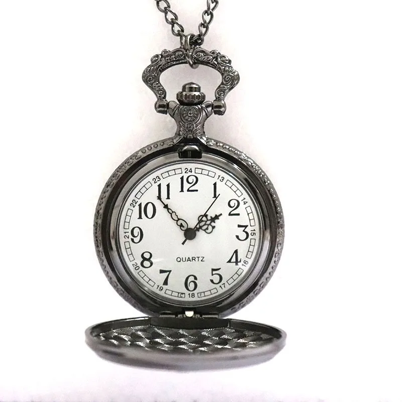 Roman Pocket Watch Male Vintage Pattern Necklace Glow Unique Watch Relogio De Bolso Relojes De Bolsillo Mecanicos Black Clock